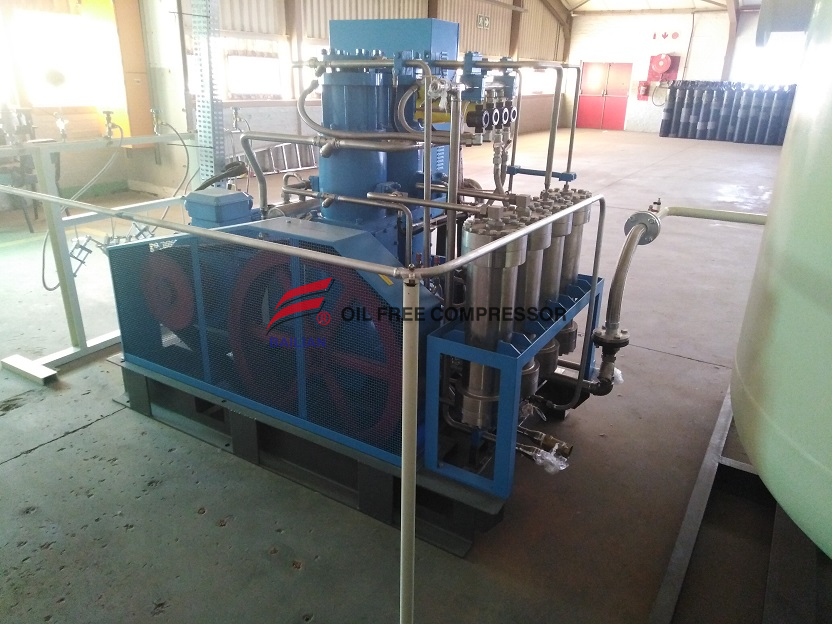 Compressor de oxigênio sem óleo de alta pressão de refrigeração a ar 80NM3 150bar